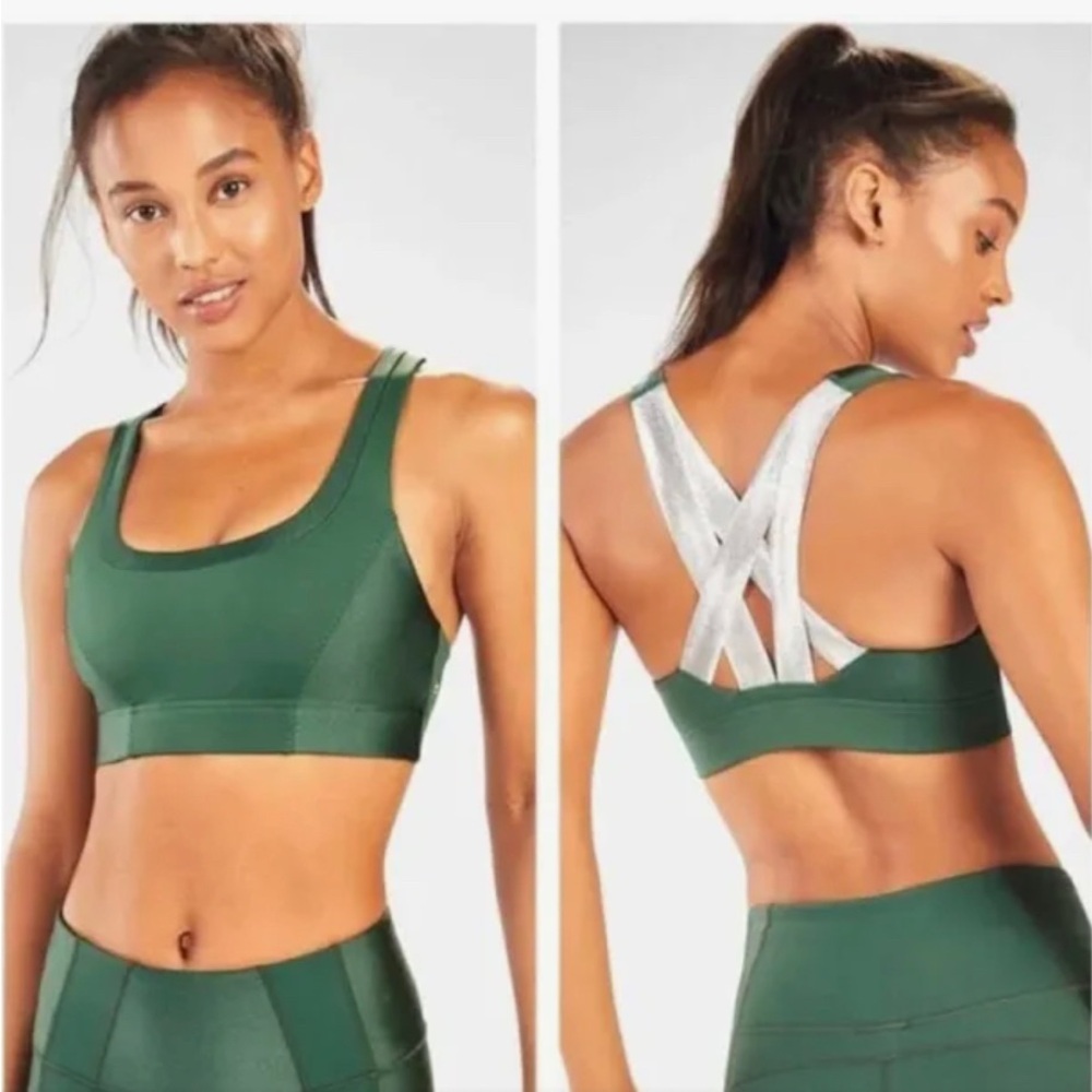 Fabletics green matalic sports bra